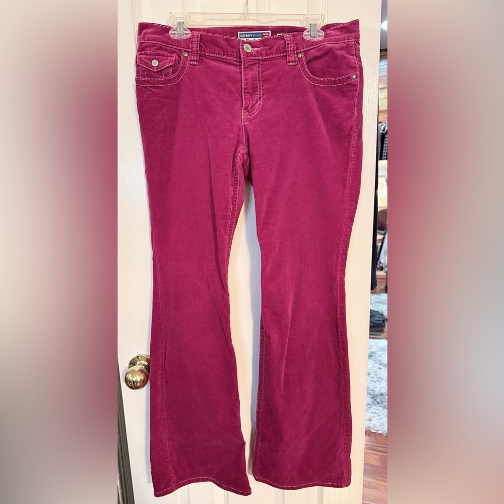 Old Navy Women's Magenta Flare Velour Jeans